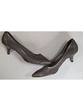 Adrianna Papell Melody Glitter Pumps Metallic Mesh 2-Inch Heel Size 11M